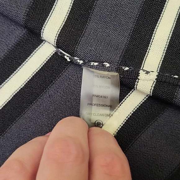 🛍Calvin Klein Black Grey and White Striped Open Front Cardigan Womens‎ Size L - Picture 3 of 5